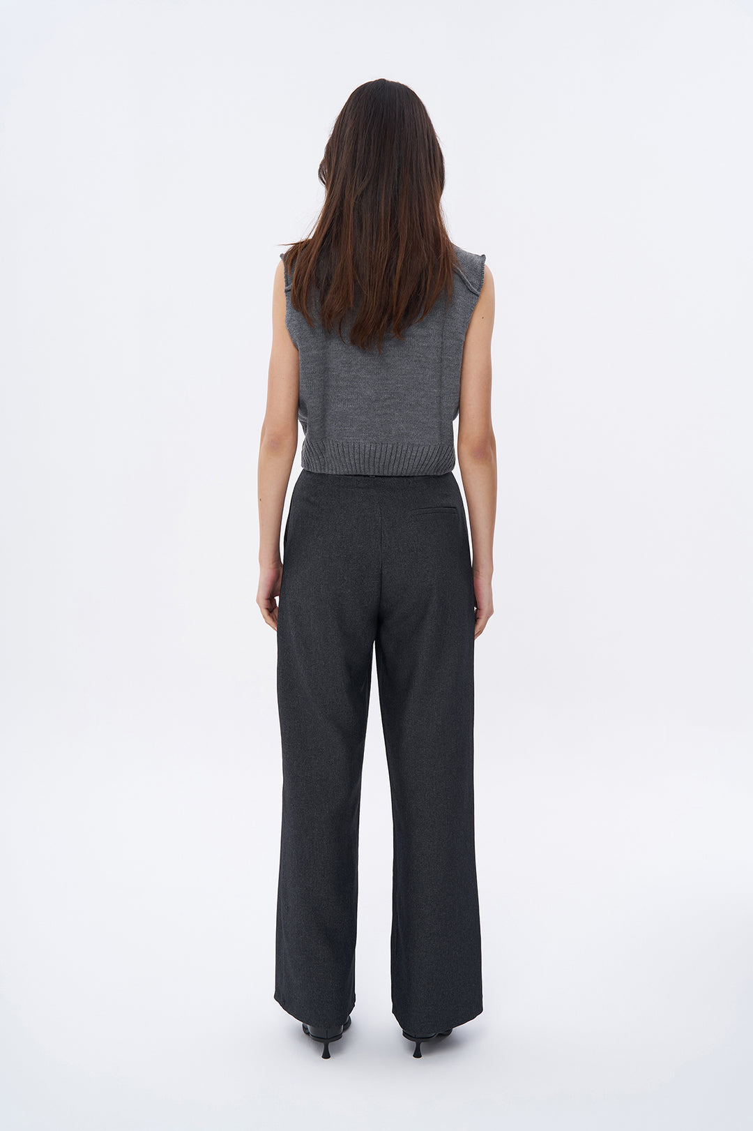 Renkli Dikiş Detaylı Yüksek Bel Pantolon Antrasit