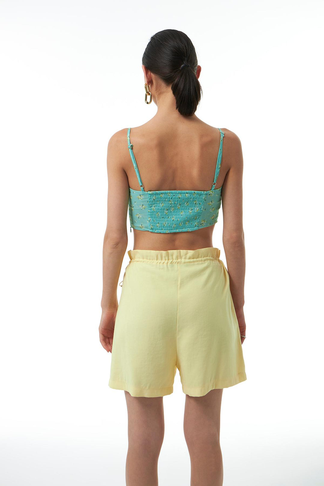 Waist Pleated Shorts Yellow
