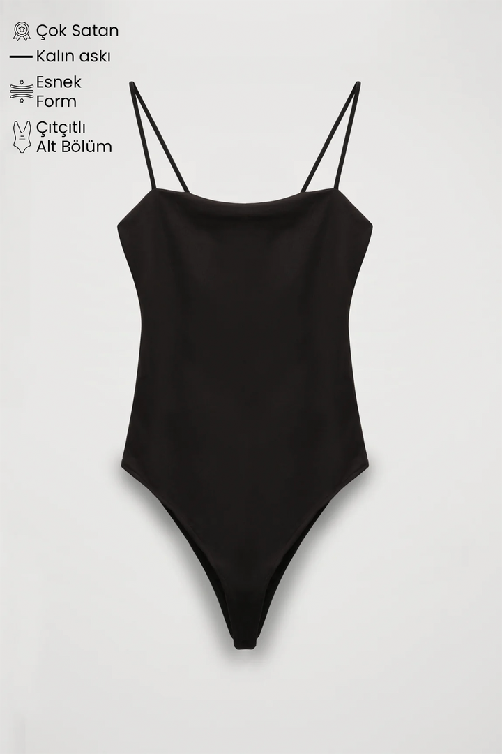 Askılı Bodysuit Siyah
