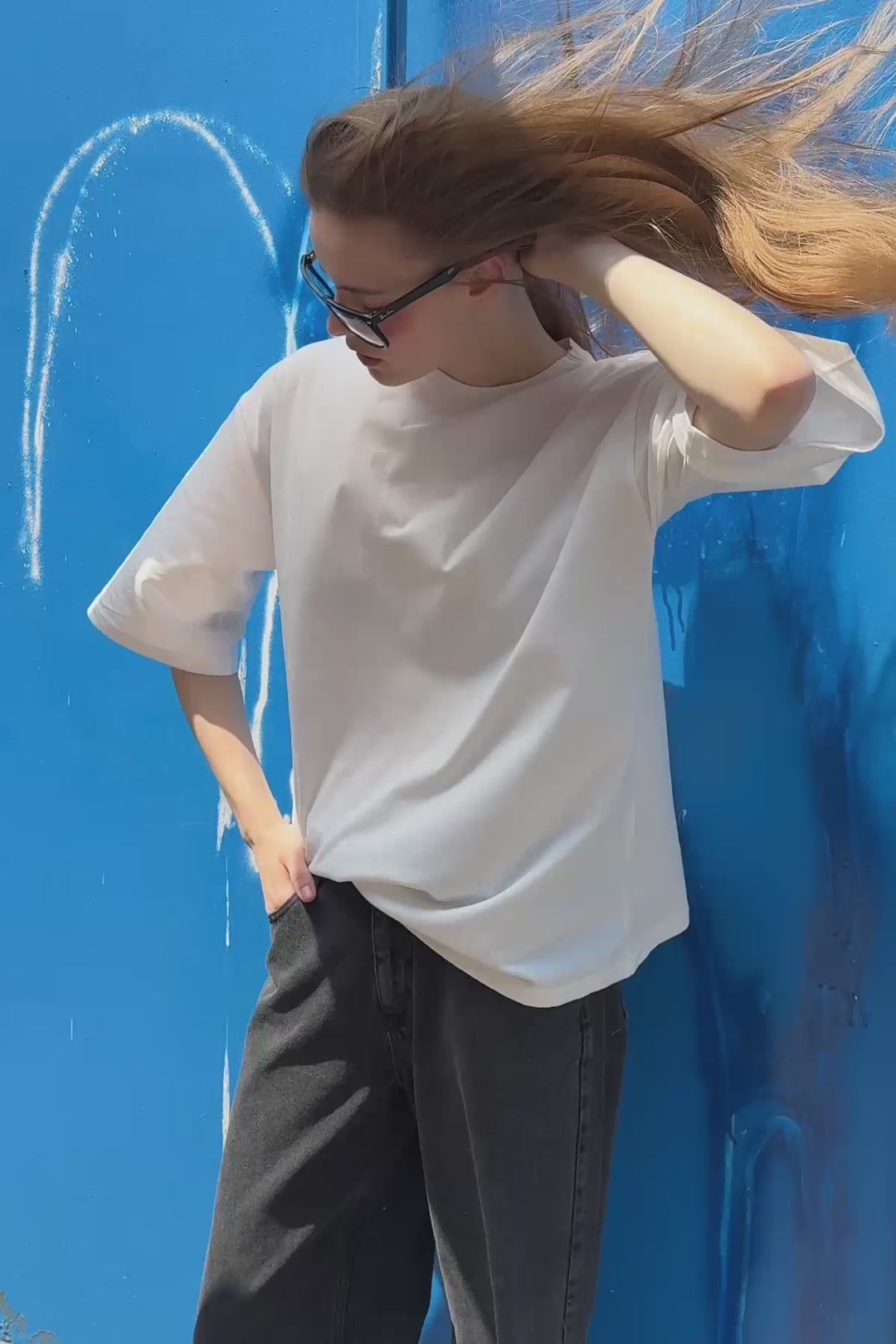 Trojan Sleeve Basic Oversize T-Shirt White