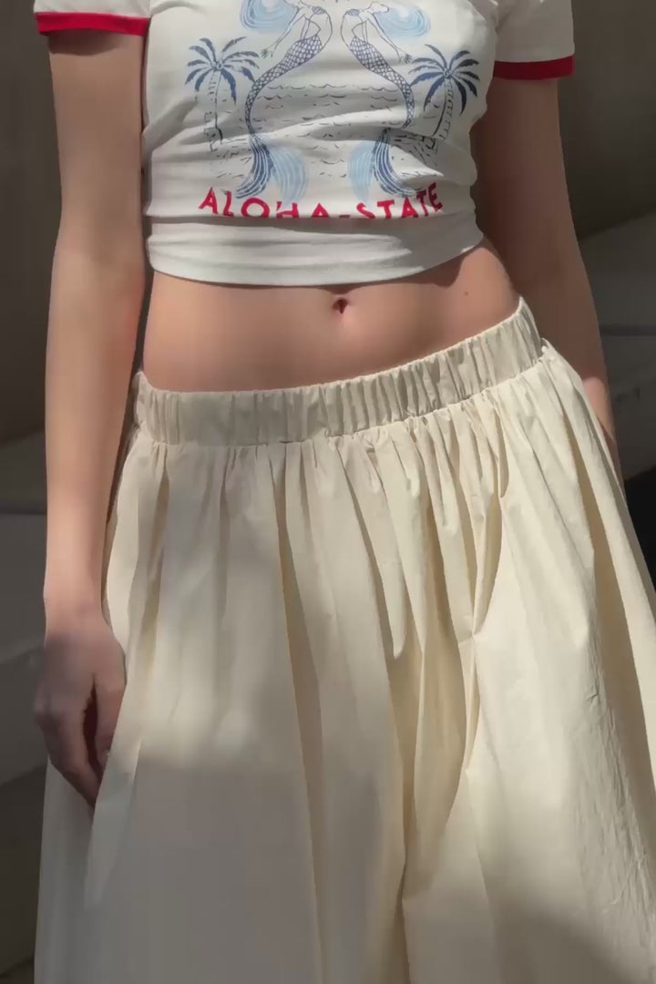 Pile Detaylı Midi Balon Etek Taş