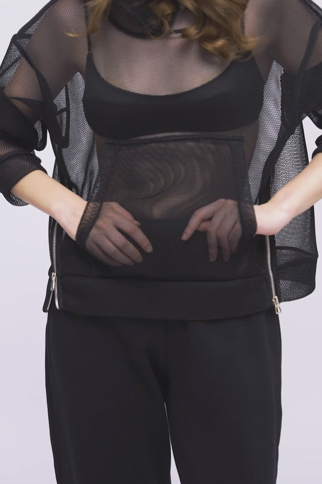 Kanguru Cep File Detaylı Sweatshirt Siyah