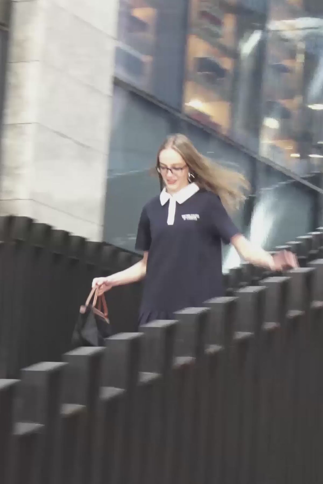 Polo Yaka Pileli Mini Elbise Lacivert