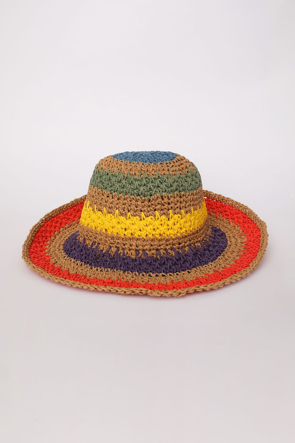 Renkli Hasır Şapka Kontrast
