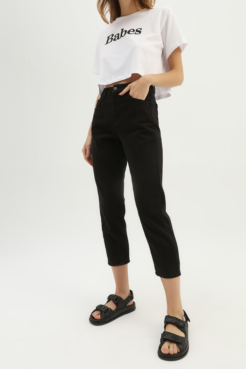 Gabardine Mom Jeans Black