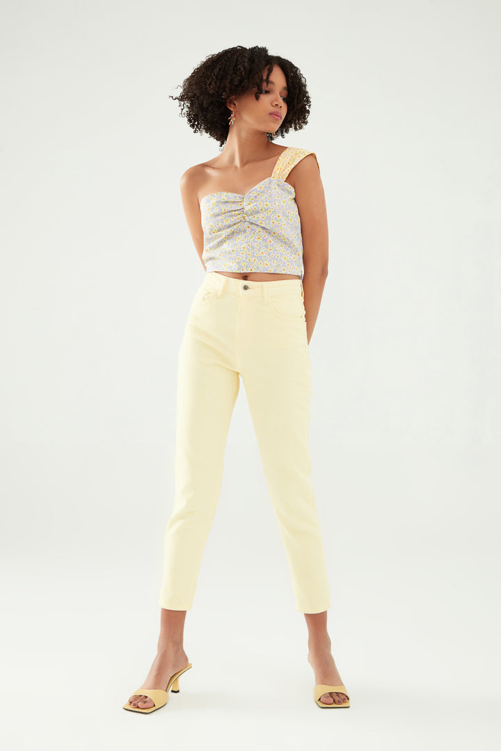 Gabardine Mom Jean Yellow