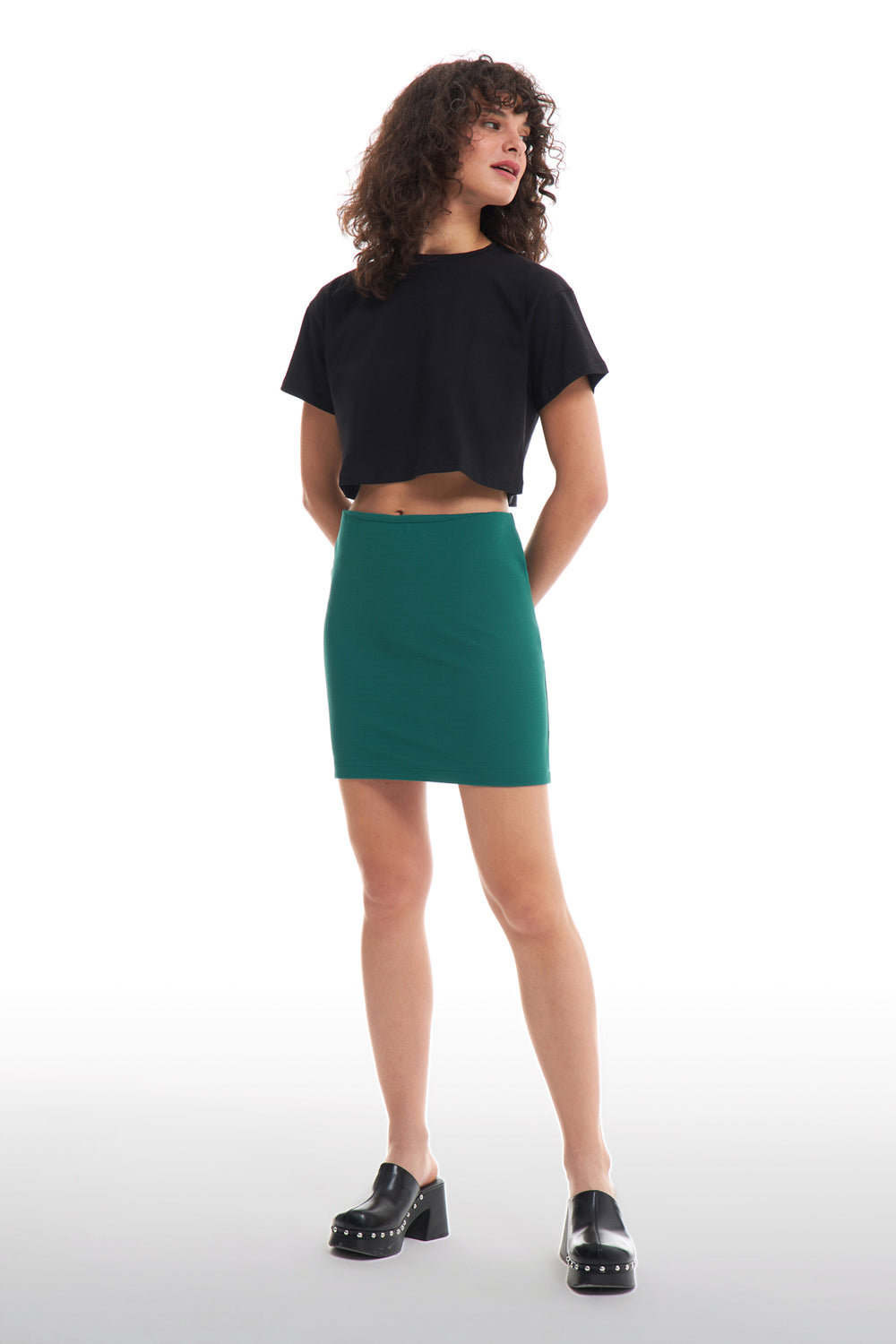 Knitted Mini Skirt Dark Green