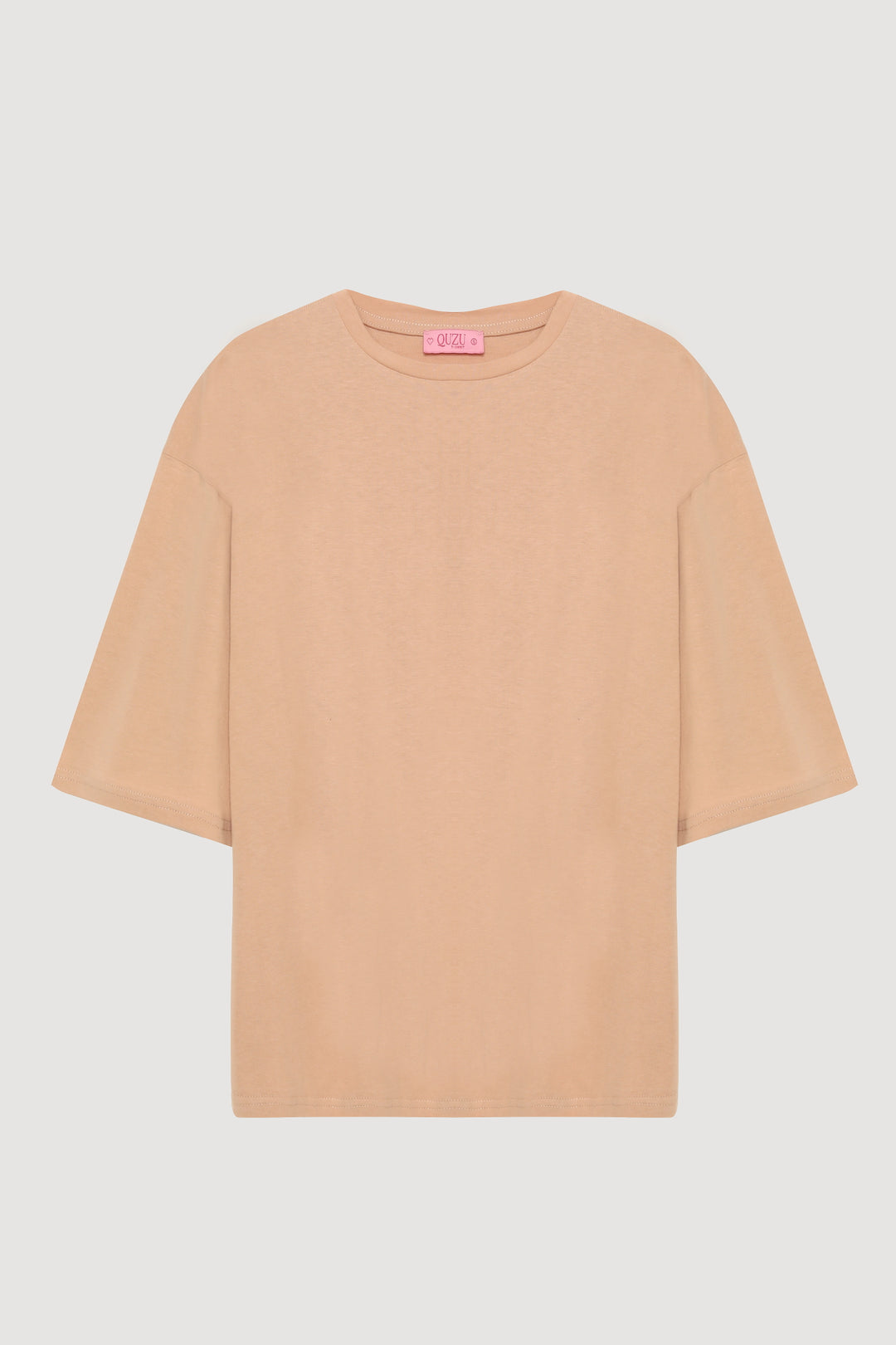 Trojan Sleeve Basic Oversize T-Shirt Beige