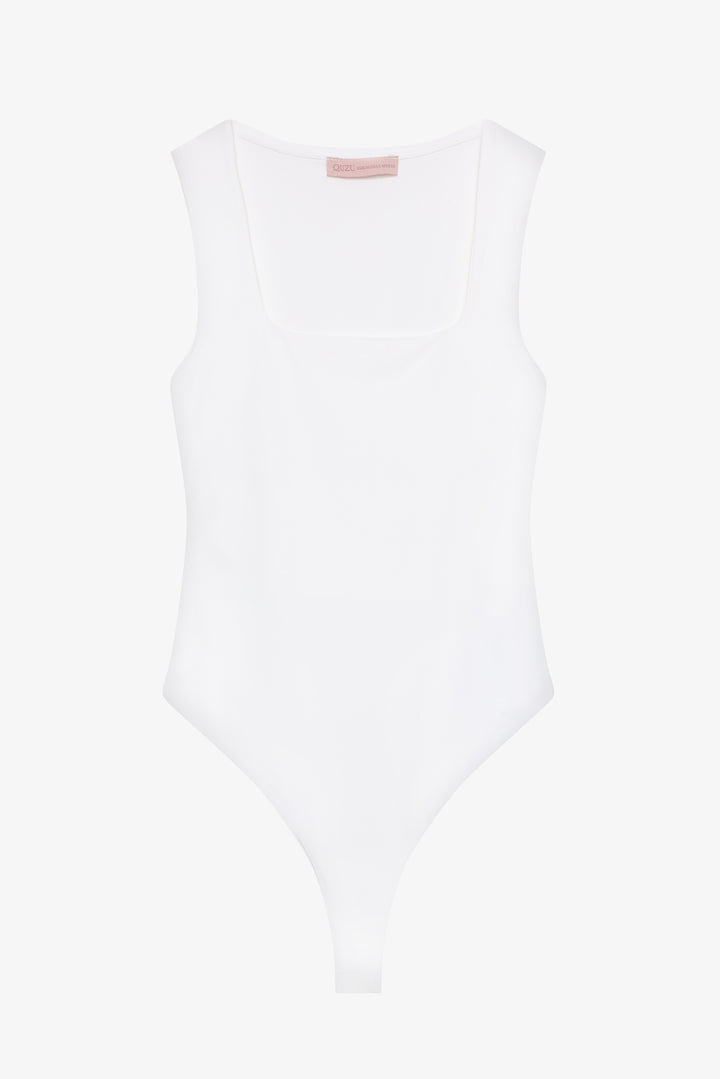 Kare Yaka Basic Bodysuit Ekru