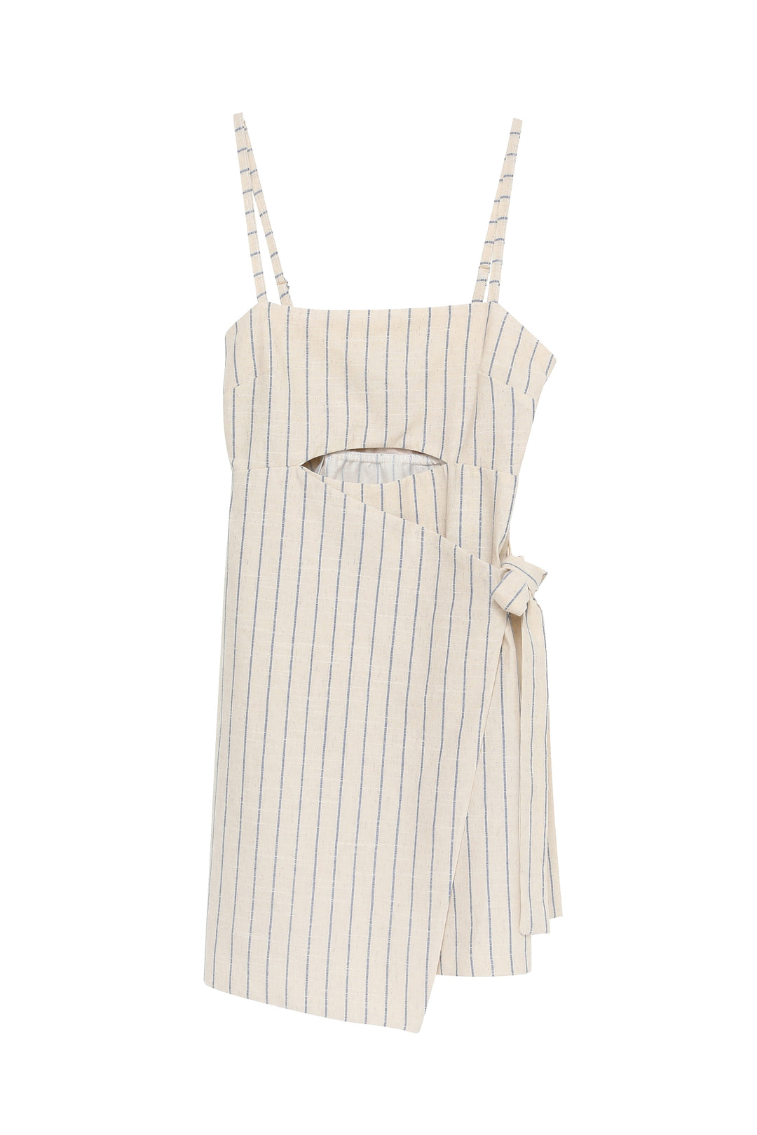 Stripe Detailed Linen Mini Dress Natural