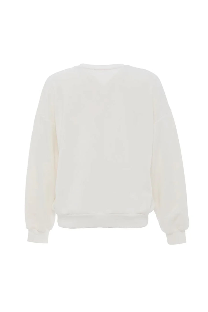 Kol Baskı Detaylı Sweatshirt Ekru