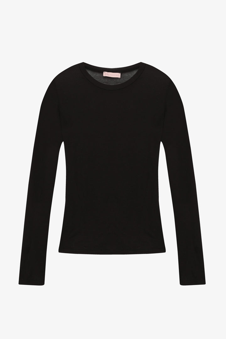 Bisiklet Yaka Basic Bluz Siyah