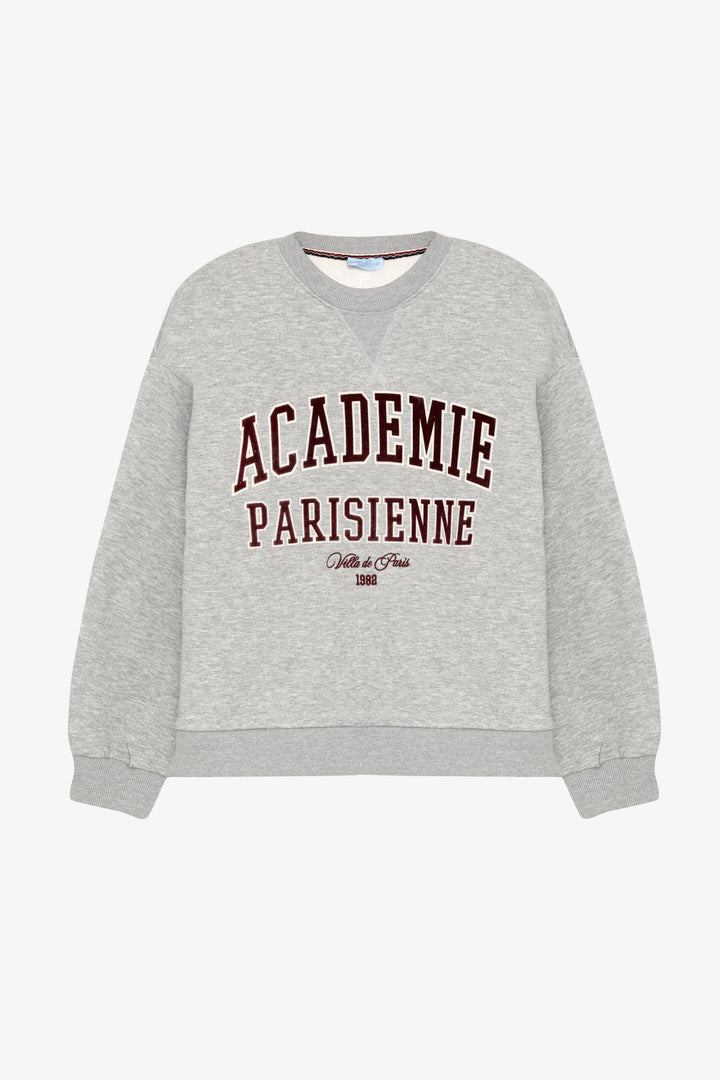 Yazı Baskılı Nakış İşlemeli Oversize Sweatshirt Grimelanj