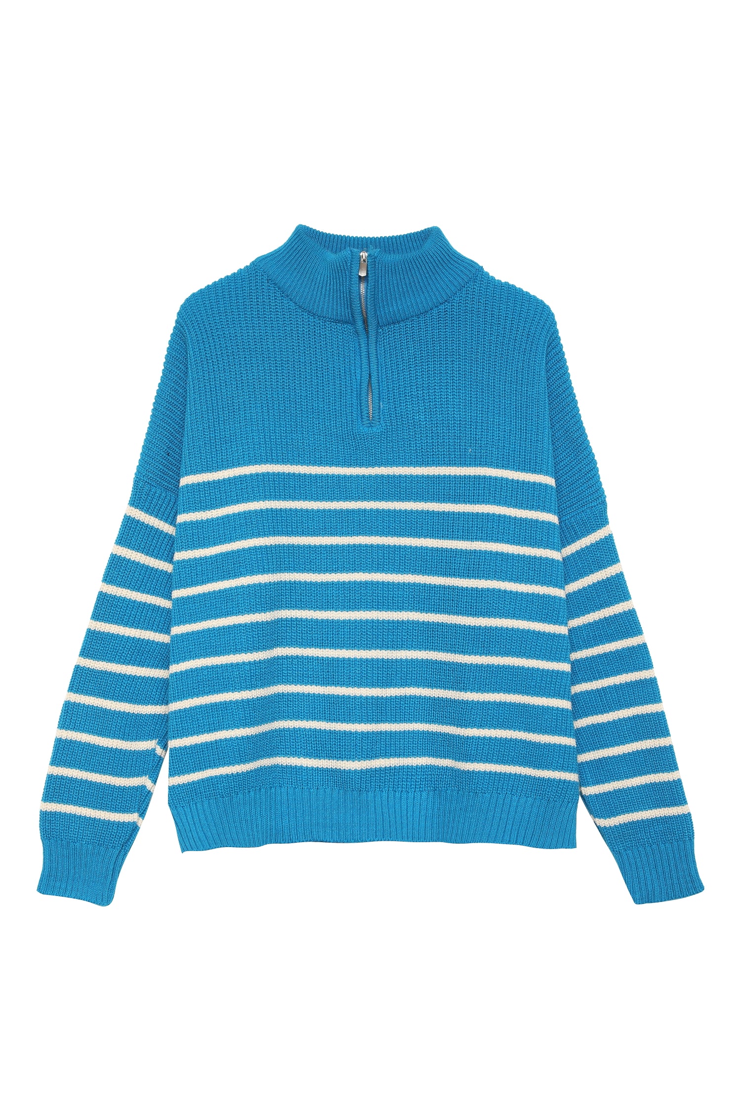 Zipper Striped Sweater Blue