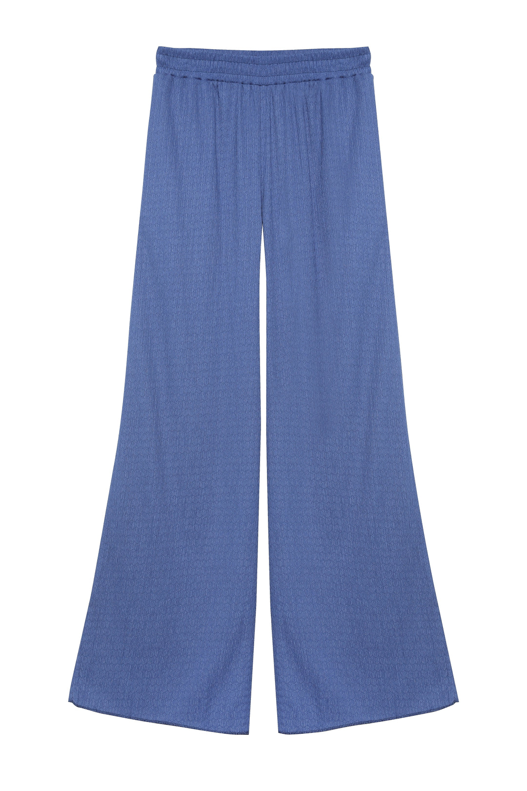 Elastic Waist Textured Trousers Indigo