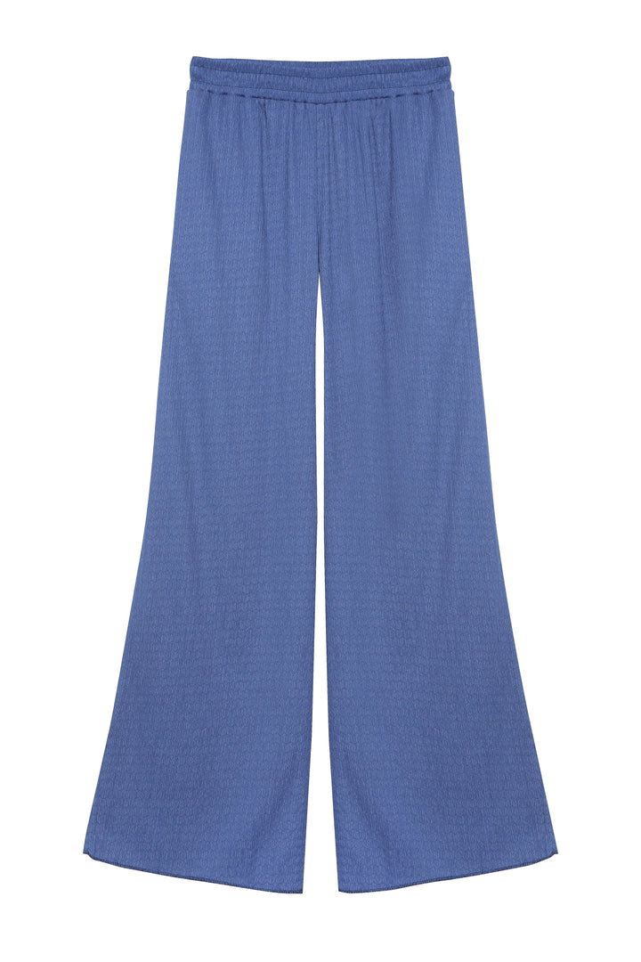 Elastic Waist Textured Trousers Indigo