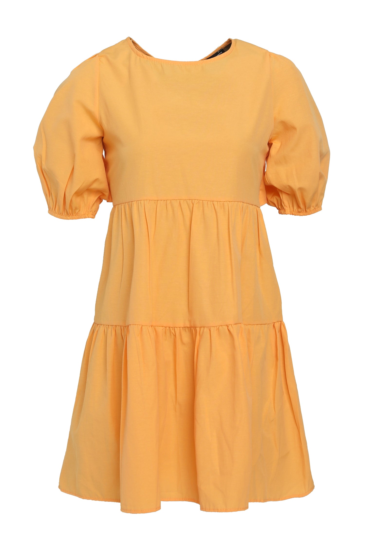 Low Back Balloon Sleeve Dress Light Orange