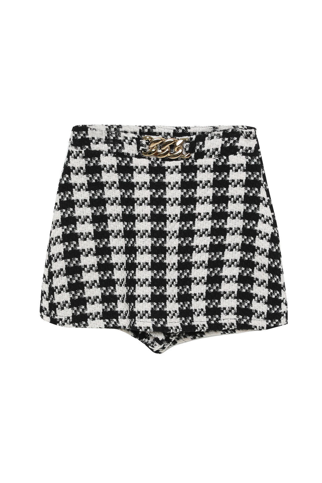 Gingham Tweed Short Skirt Ecru