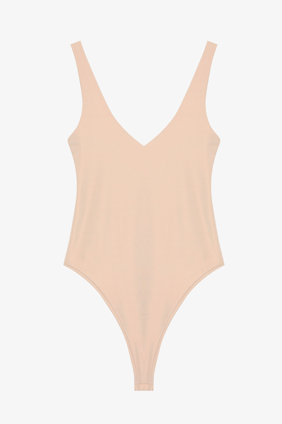 V Yaka Basic Bodysuit Bej
