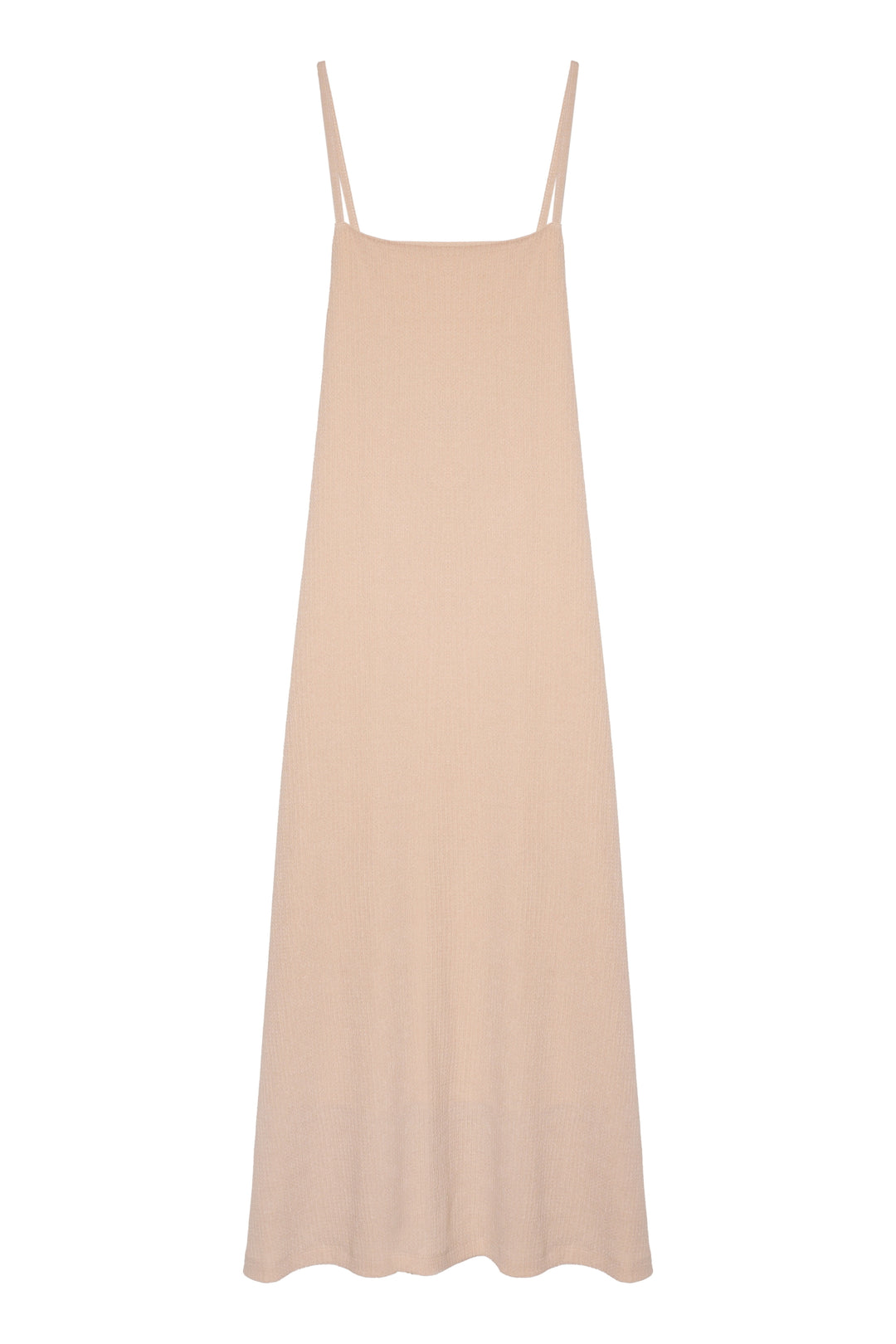 İnce Askılı Uzun Elbise Açık Bej