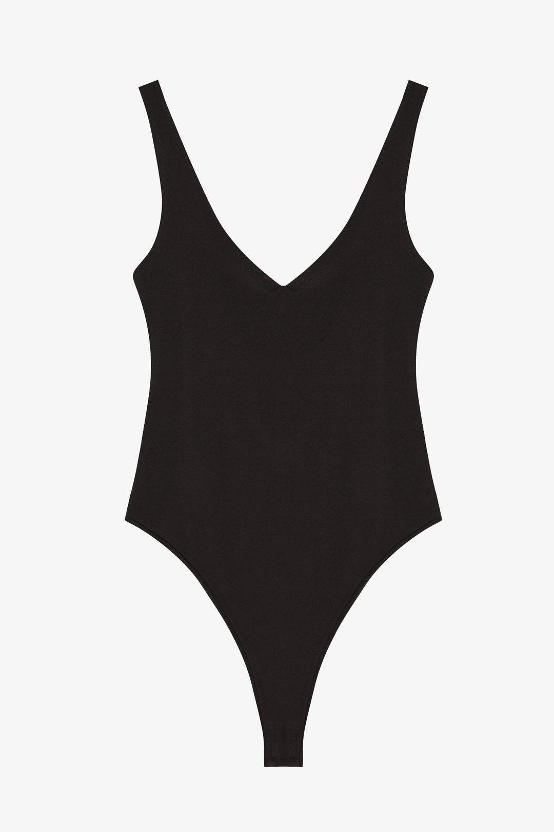 V Yaka Basic Bodysuit Siyah