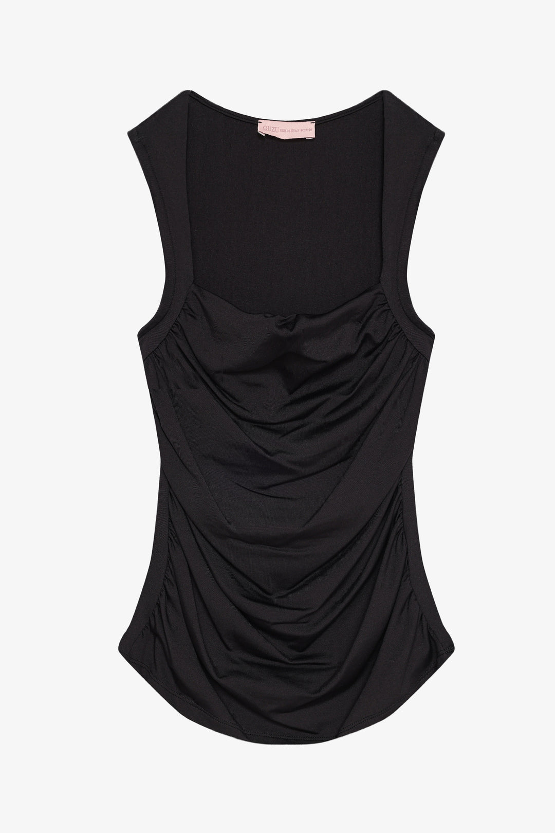 Büzgülü Kolsuz Bluz Siyah