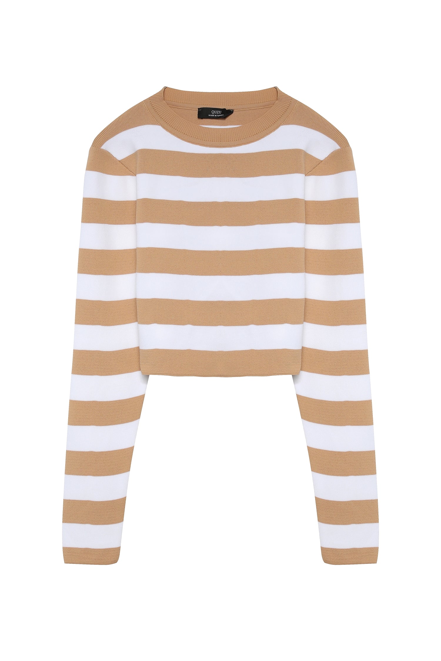 Striped Crop Knitwear Camel