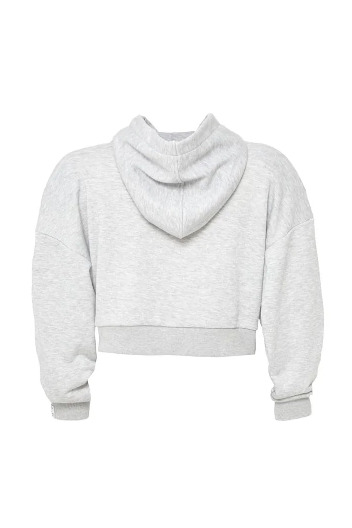 Baskı Detaylı Oversize Crop Sweatshirt Gri