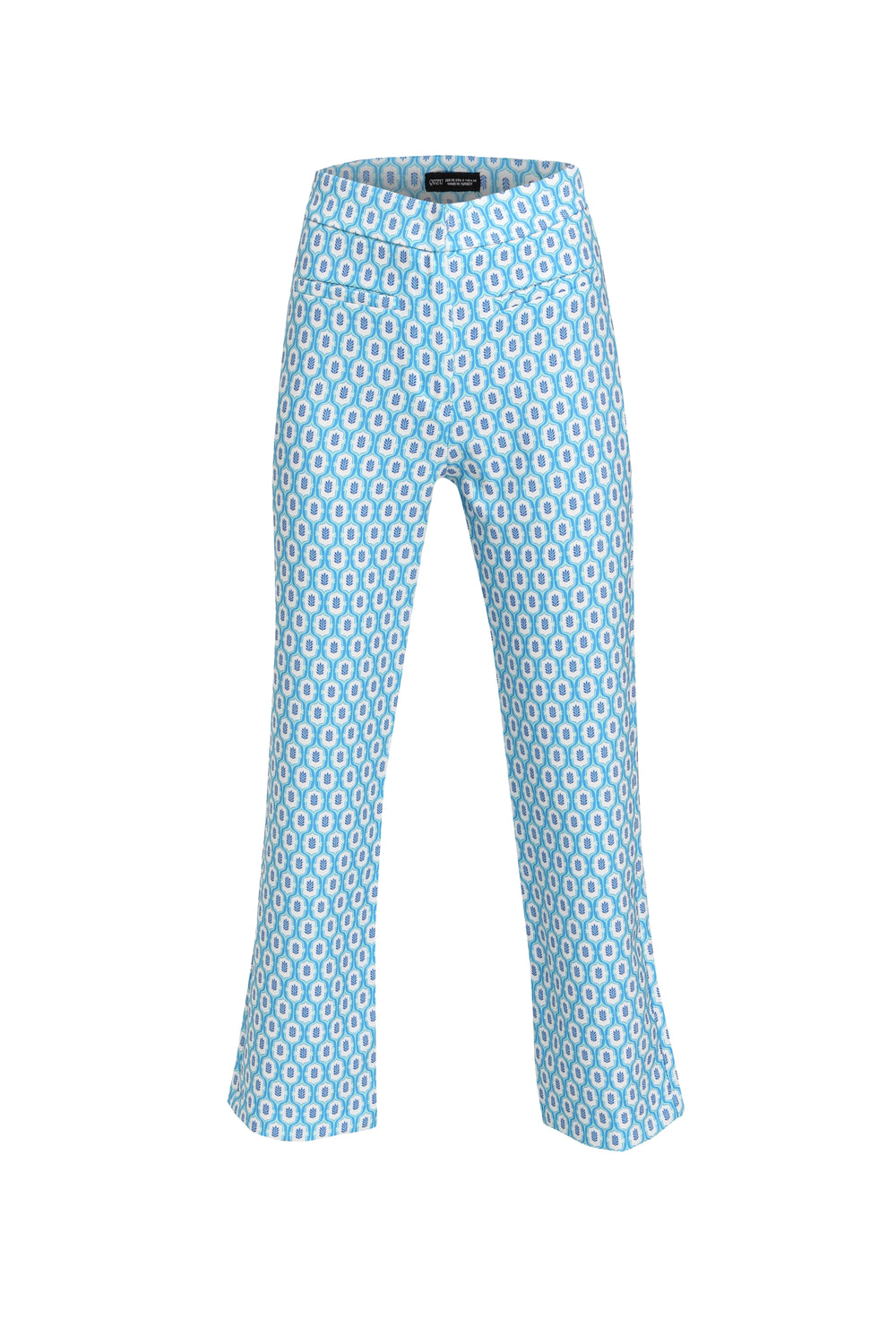 Patterned High Waist Trousers Blue