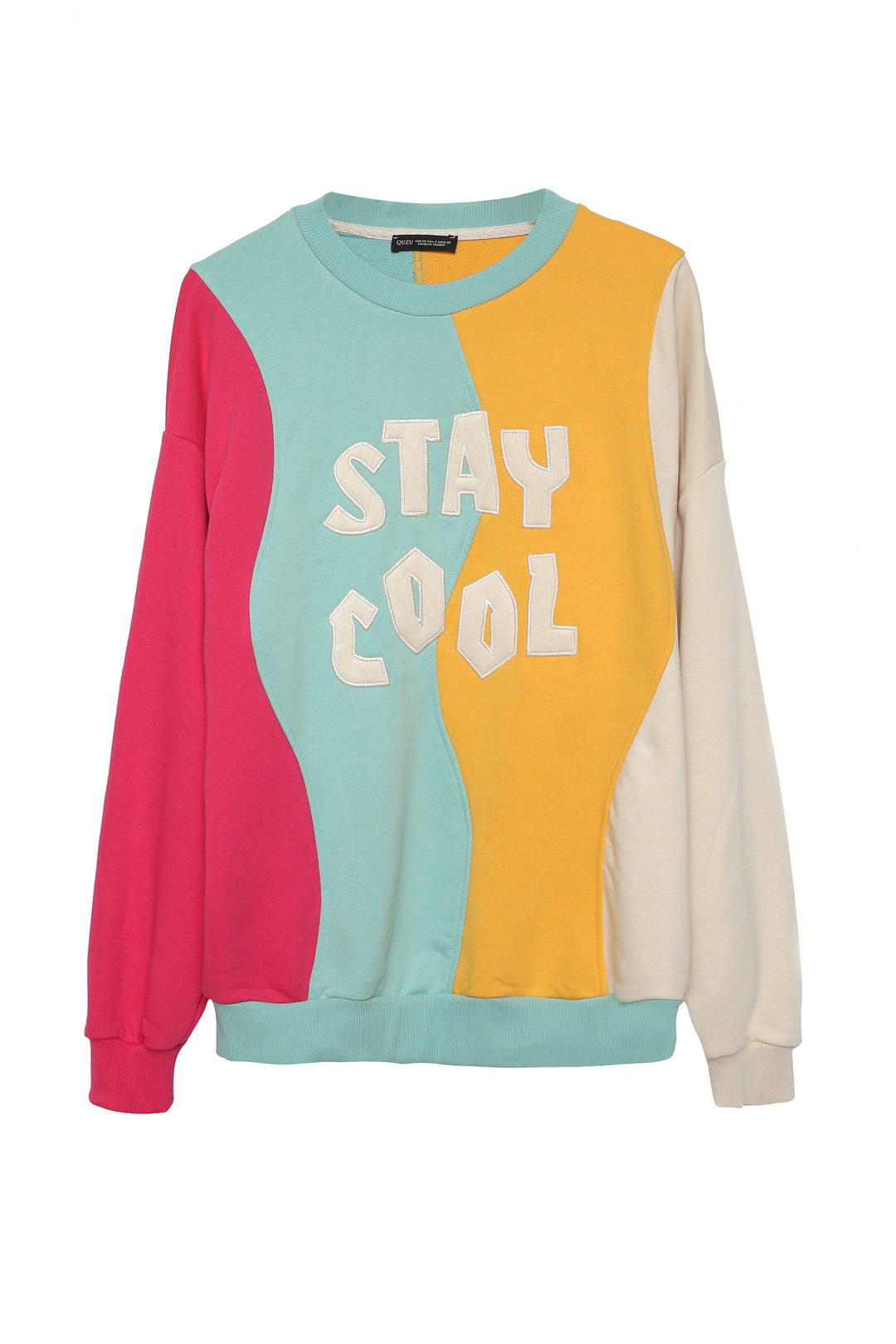 Colored Letter Printed Sweatshirt Beige