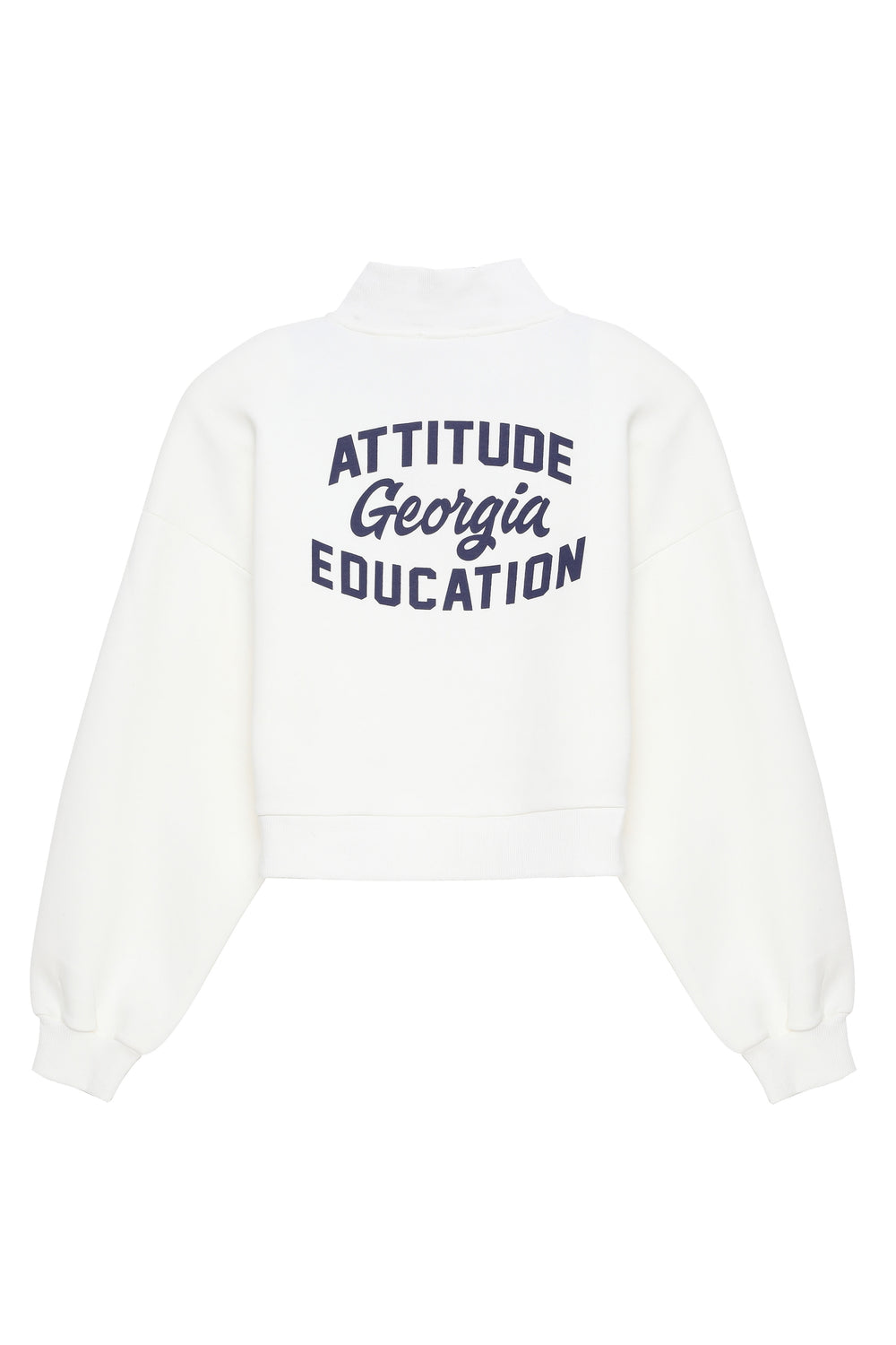 Crop Sweatshirt Ecru with Text Printed on the Back