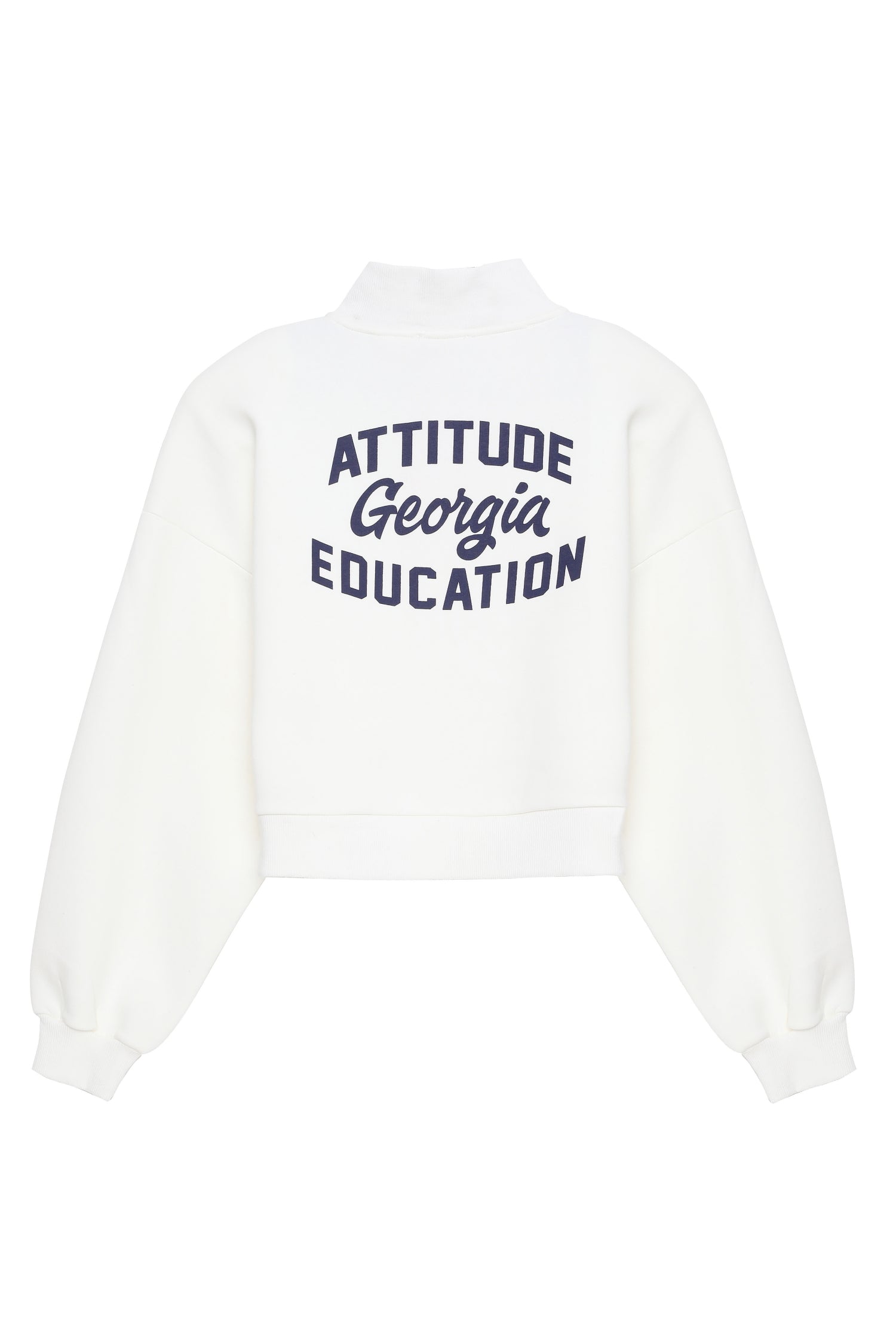 Crop Sweatshirt Ecru with Text Printed on the Back