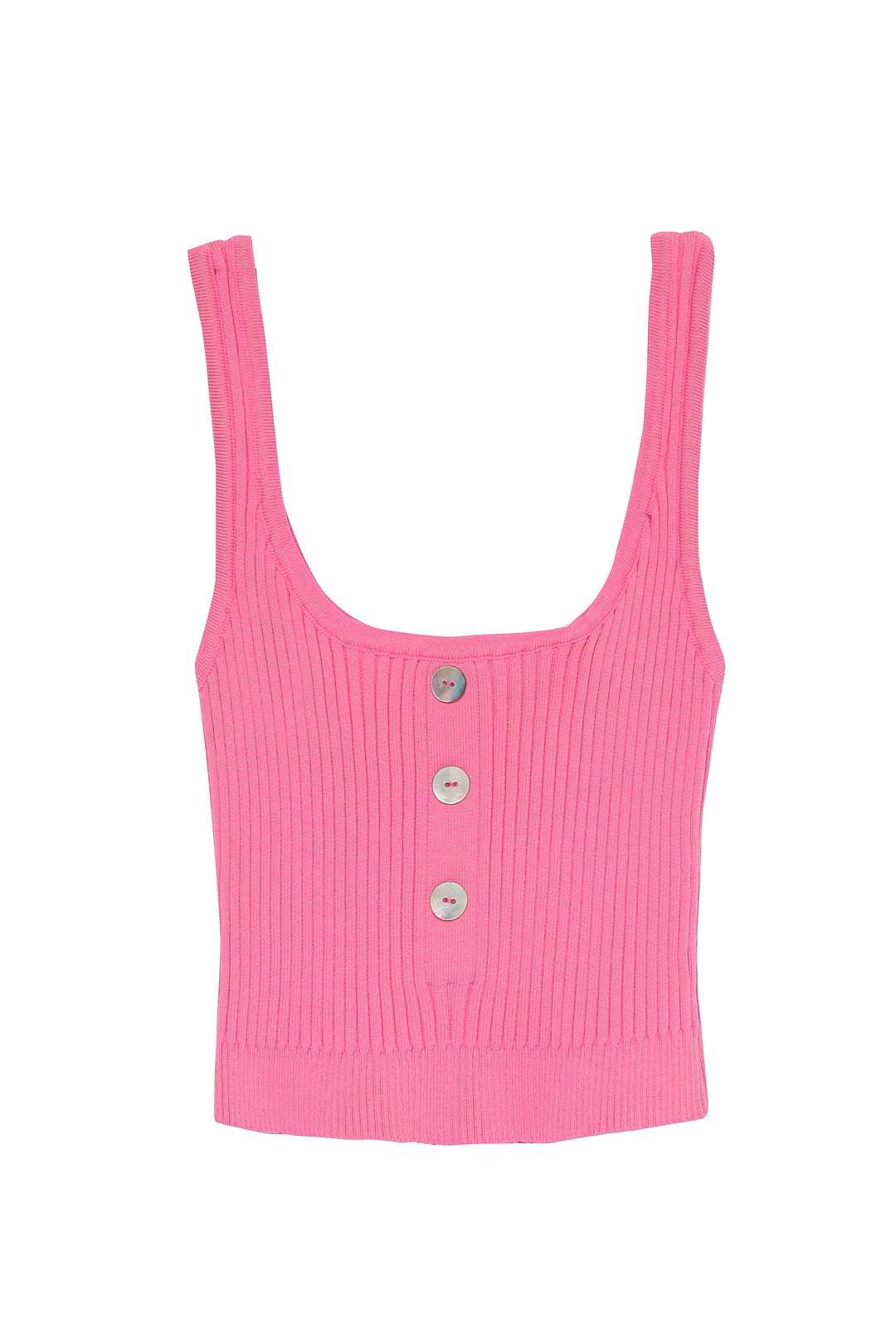 Button Detailed Strap Crop Knitwear Pink