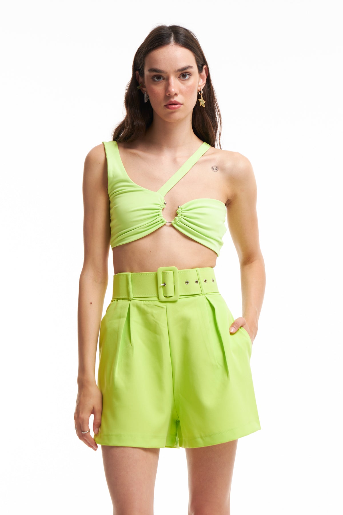 Waist Belt Shorts Neon Green