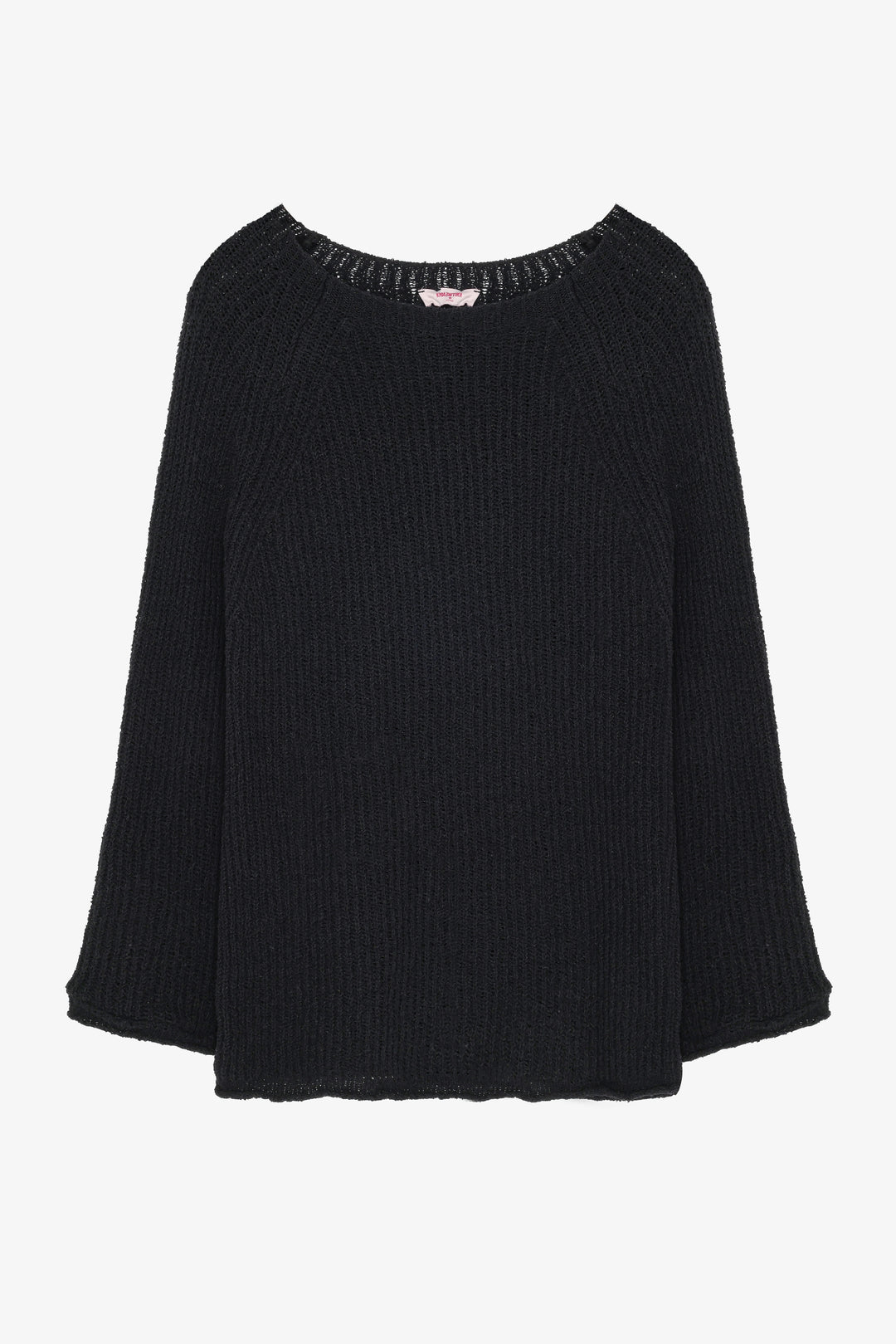 Kayık Yaka Oversize Triko Kazak Siyah