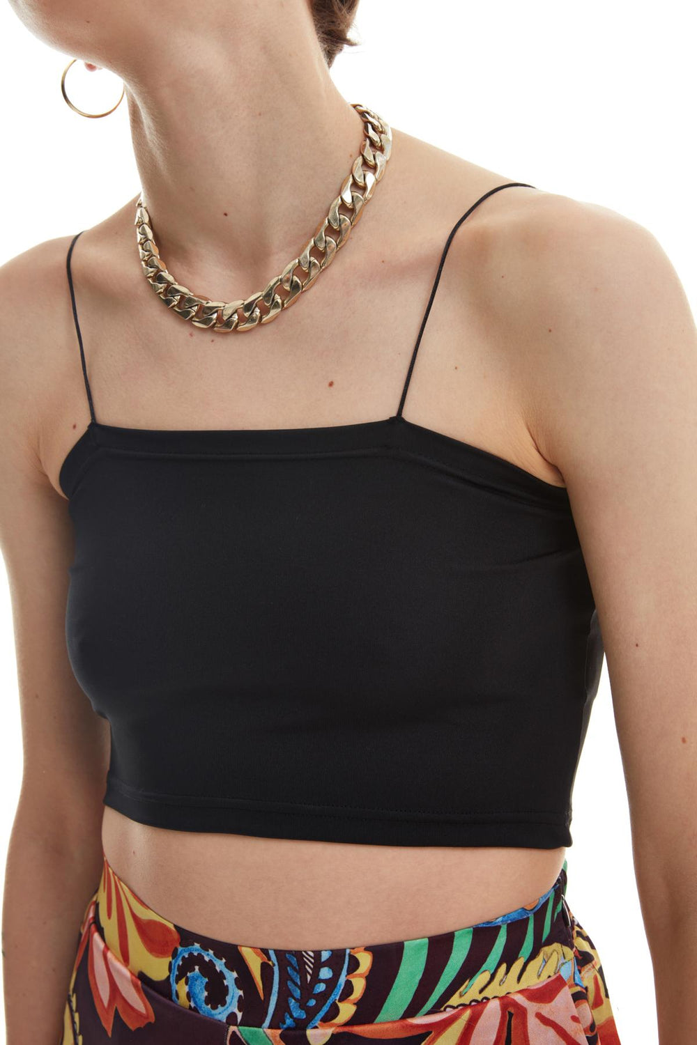 Rope Strap Crop Blouse Black