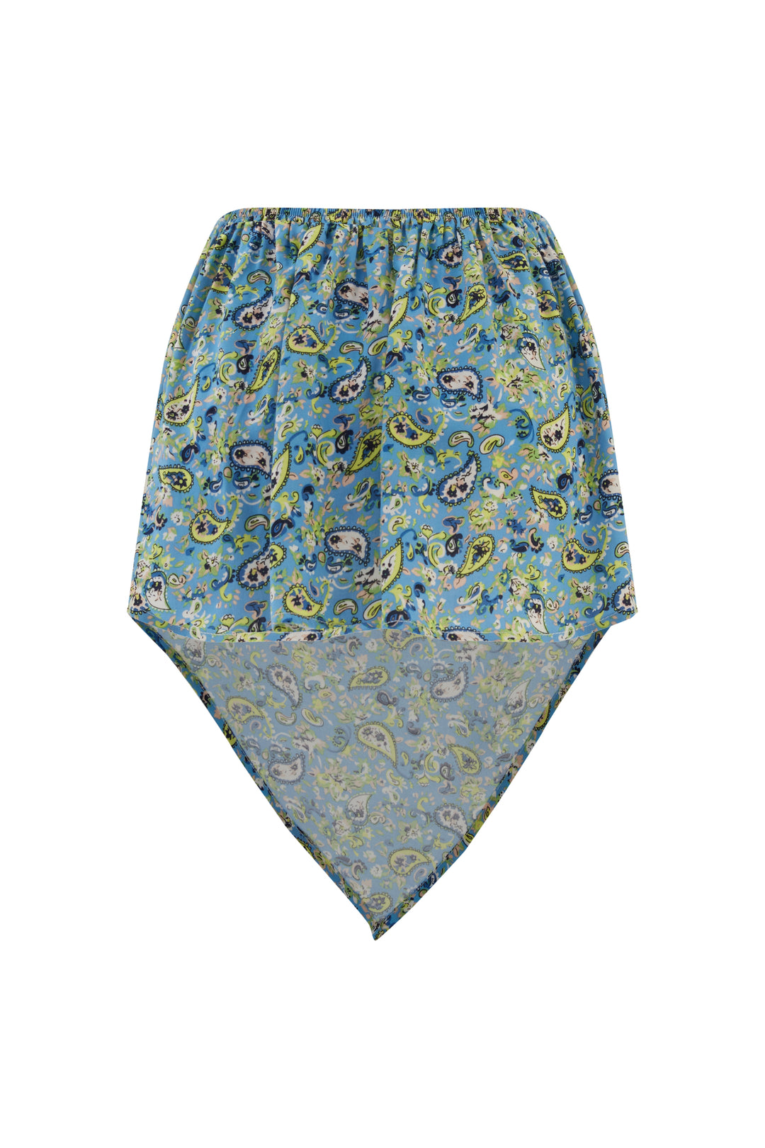 Desenli Straplez Bluz Mavi