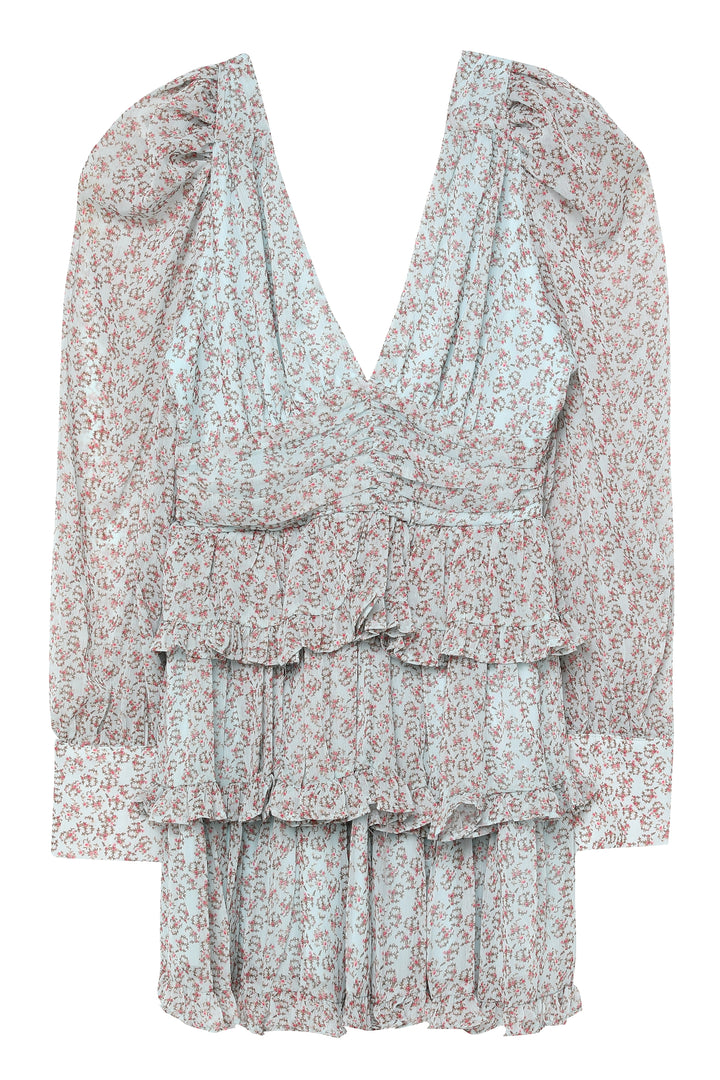 Ruffle Detailed Backless Dress Light Blue