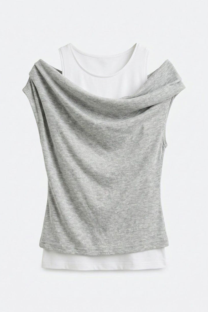 Asimetrik Çift Katmanlı Bluz Grimelanj