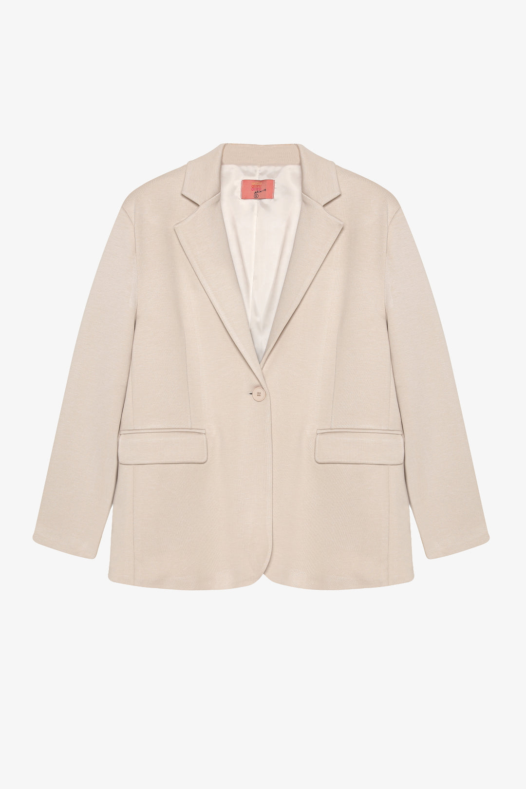 Tek Düğmeli Yumuşak Dokulu Oversize Blazer Ceket Bej