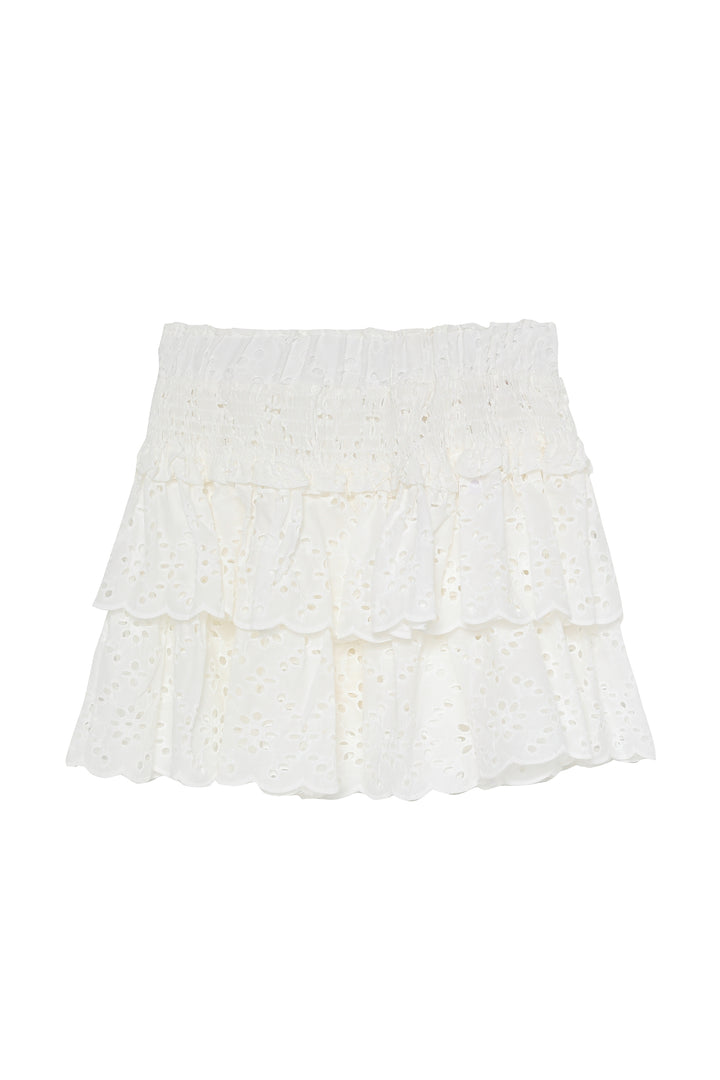 Scalloped Ruffle Mini Skirt White