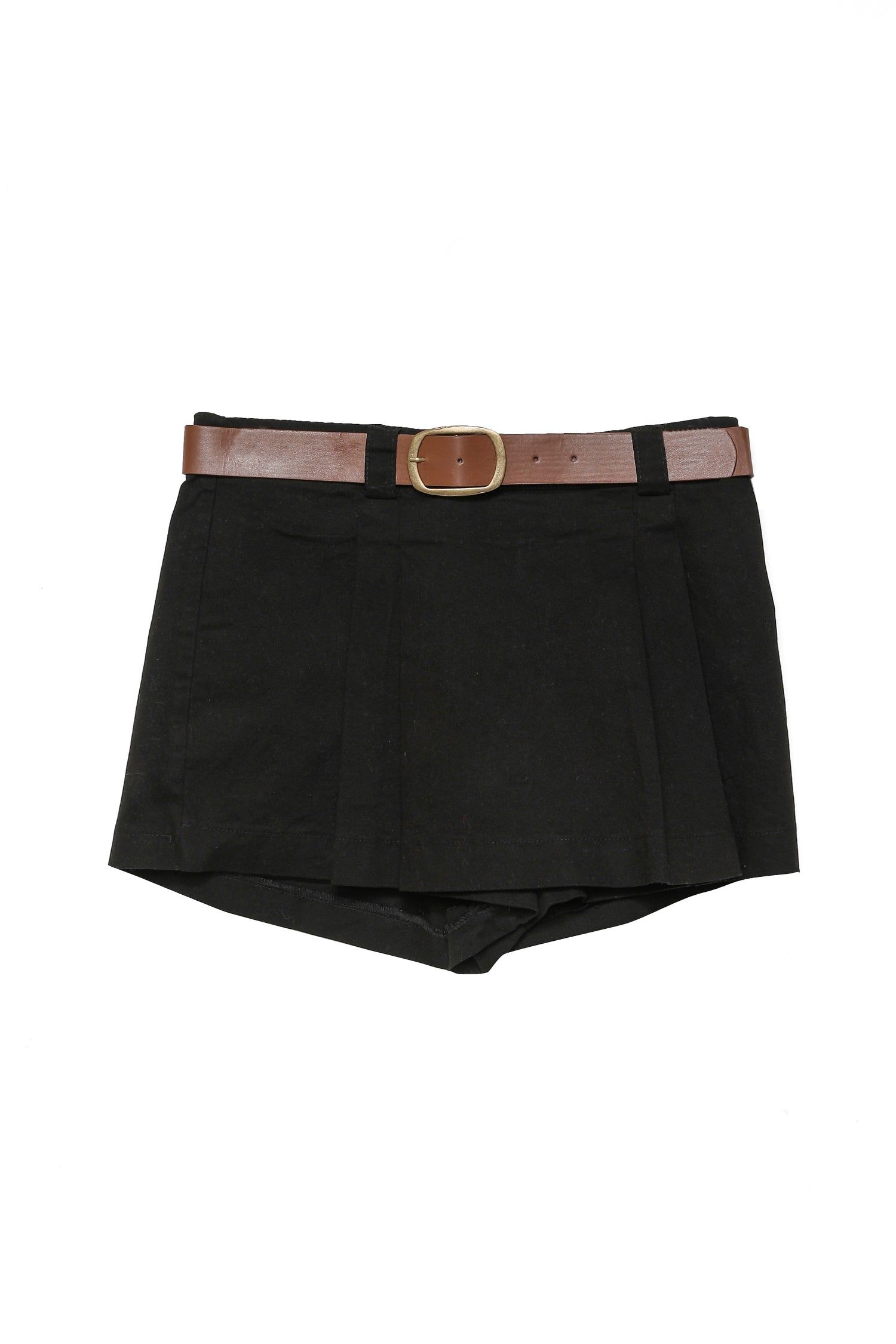 Belt Detailed Mini Short Skirt Black