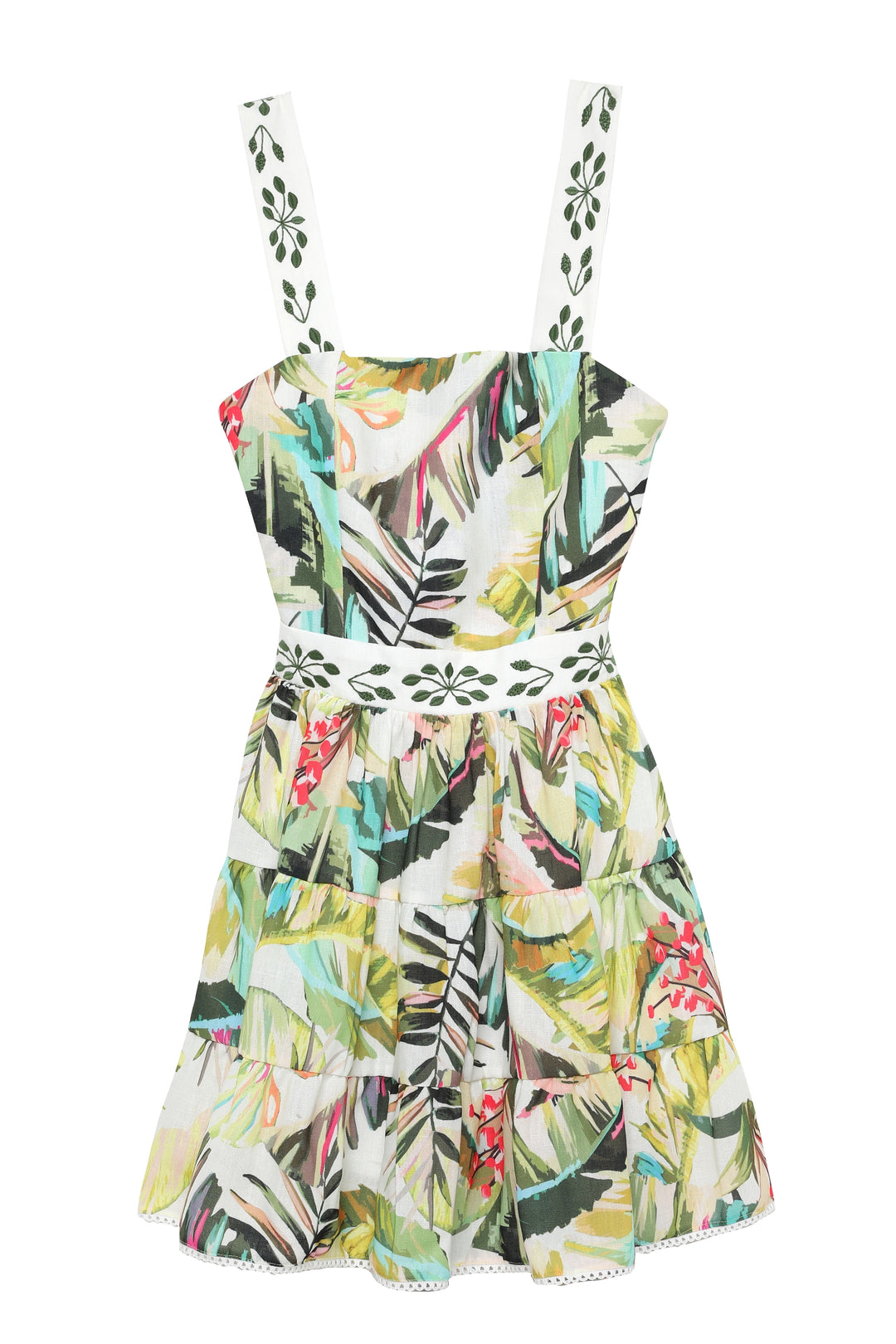 Floral Patterned Backless Mini Dress Green