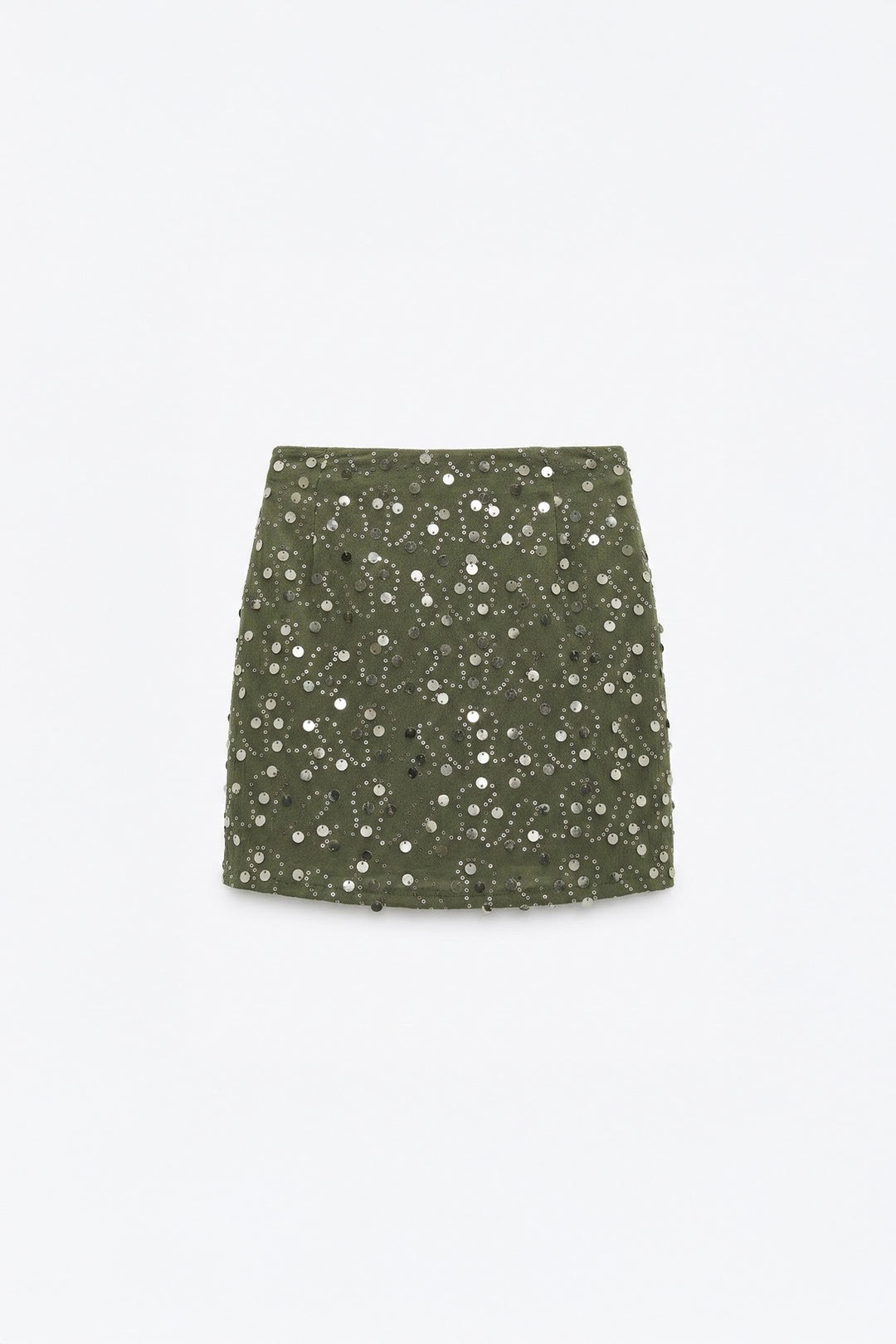 Pul İşlemeli Anvelop Mini Etek Haki