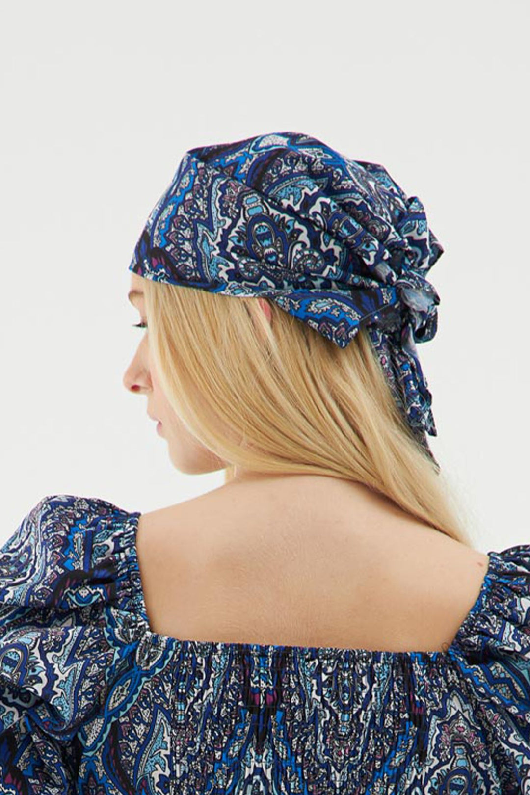 Colorful Patterned Bandana Navy Blue