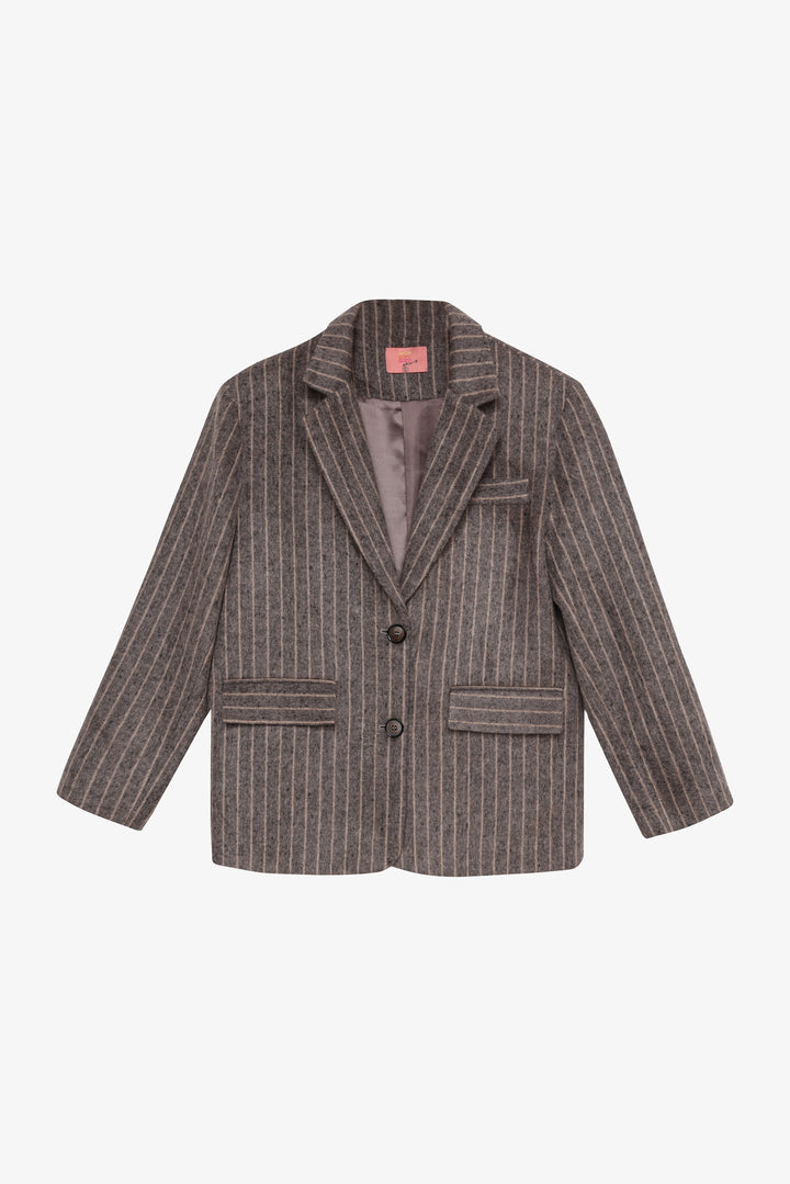 Çizgili Kaşe Blazer Ceket Vizon