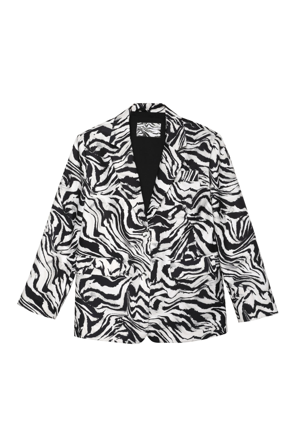 Zebra Desenli Oversize Blazer Ceket Siyah