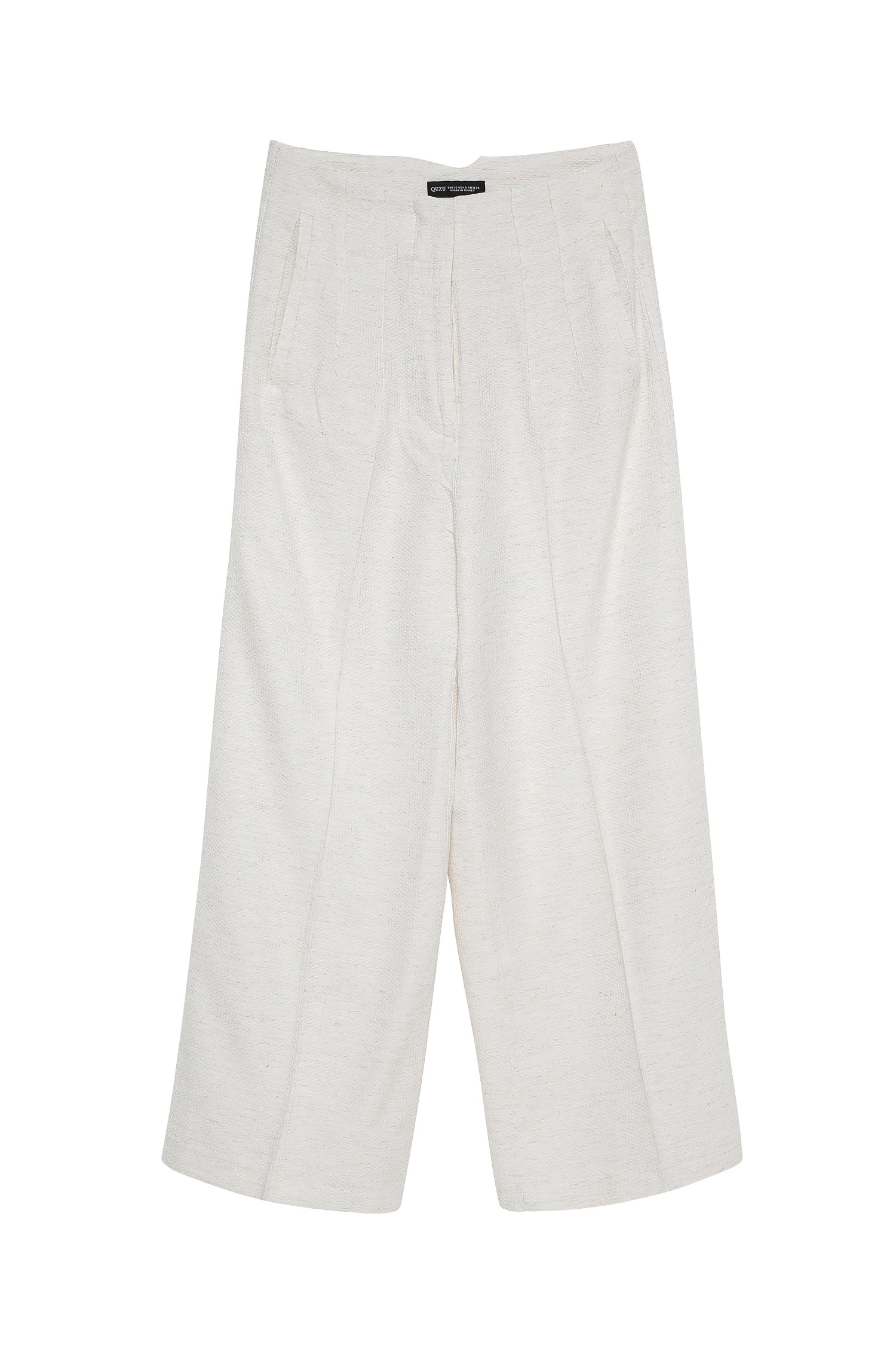 Plier Detailed Linen Trousers Bone