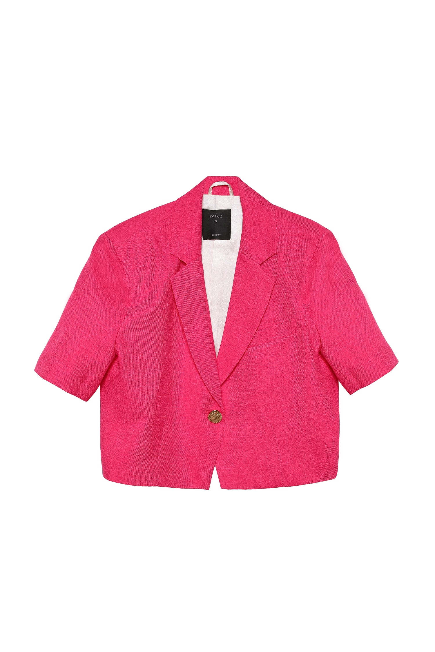 Vatkalı Crop Blazer Ceket Pembe