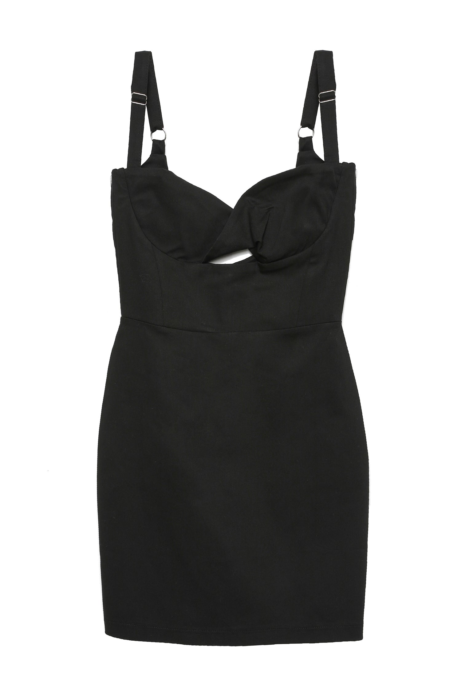 Knot Detailed Strap Mini Dress Black